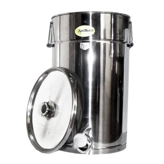 Abfüllkübel 50 kg aus Edelstahl-Ausgießer